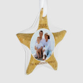 ヒトデビーチクリスマスファミリーフォトホワイト オーナメント (正面)
