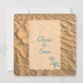 ヒトデビーチティール(緑がかった色)アンドサンド結婚ズ 招待状 (裏面)