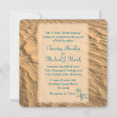 ヒトデビーチティール(緑がかった色)アンドサンド結婚ズ 招待状 (正面)