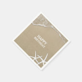 ヒトデビーチテーマハッピーバースデー スタンダードカクテルナプキン (角)