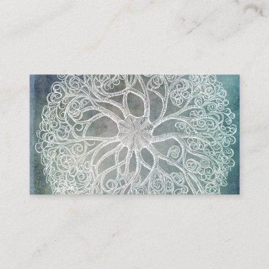 ヒトデビーチデコールブルーウォーターカラーティール（緑がかった色）インジゴ 名刺 (正面)