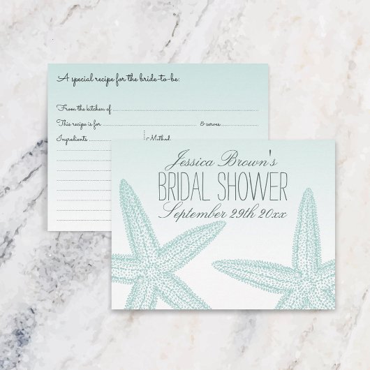 ヒトデビーチブライダルシャワーレシピカード インビテーションポストカード
