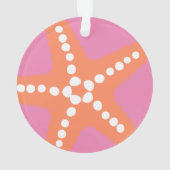 ヒトデビーチ海名門私立校風のピンクオレンジおもしろい オーナメント (裏面)
