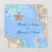 ヒトデビーチ熱帯ブルーアイボリー 招待状 (正面/裏面)