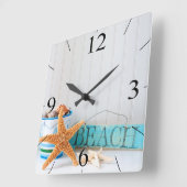 ヒトデビーチ熱帯夏 スクエア壁時計 (傾斜)