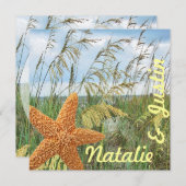 ヒトデビーチ結婚式シャワー 招待状 (正面/裏面)