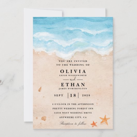 ヒトデビーチ結婚式招待状 招待状 (正面)