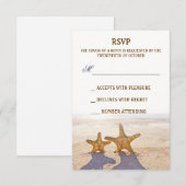 ヒトデビーチ結婚式RSVPカード 出欠カード (正面/裏面)