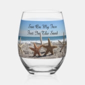 ヒトデビーチ茎のないワイングラスまたは岩ガラス ステムなしワイングラス (裏面)