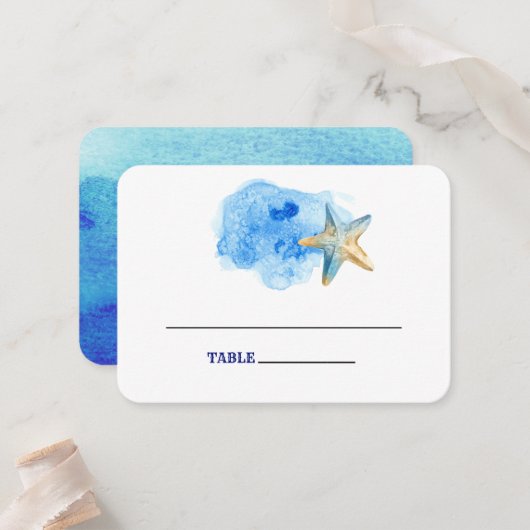 ヒトデビーチ |シーサイド結婚のテーブル座席表 プレイスカード (正面/裏面インサイチュ)