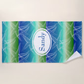 ヒトデブルーグリーンビーチパーソナライズされたビーチタオル ビーチタオル (正面)