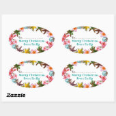 ヒトデプルメリア花クリスマス縁ど 楕円形シール (シート)