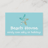 ヒトデ付きブルービジネスカードビーチハウス 名刺 (裏面)