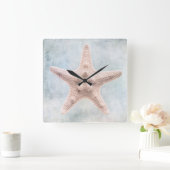 ヒトデ動揺してィッシュコースタルブルークリーム水彩 スクエア壁時計 (ホーム)
