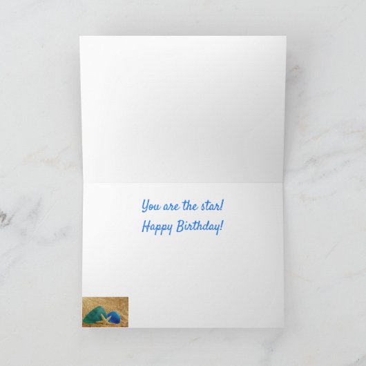 ヒトデ及びシーガラス誕生日 カード (内部)