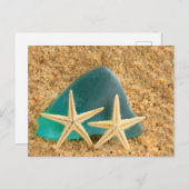 ヒトデ及びシーグラス葉書 ポストカード (正面/裏面)