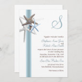 ヒトデ収集モノグラムの結婚式招待状 招待状 (正面/裏面)