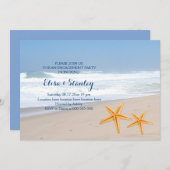 ヒトデ夏ビーチ結婚式婚約パーティ 招待状 (正面/裏面)
