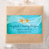 ヒトデ対ターコイズ先ビーチ結婚式 ラベル (インサイチュ)