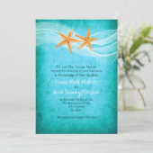 ヒトデ対ターコイズ先ビーチ結婚式 招待状 (スタンド正面)