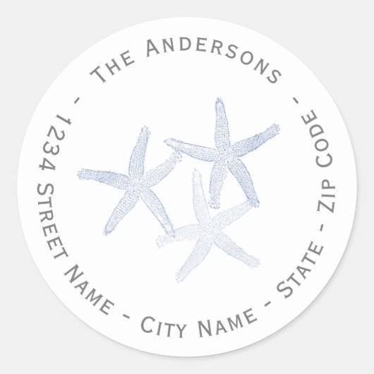 ヒトデ差出人住所ラベル ラウンドシール (正面)