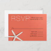 ヒトデ指のビーチRSVP |の珊瑚 出欠カード (正面/裏面)