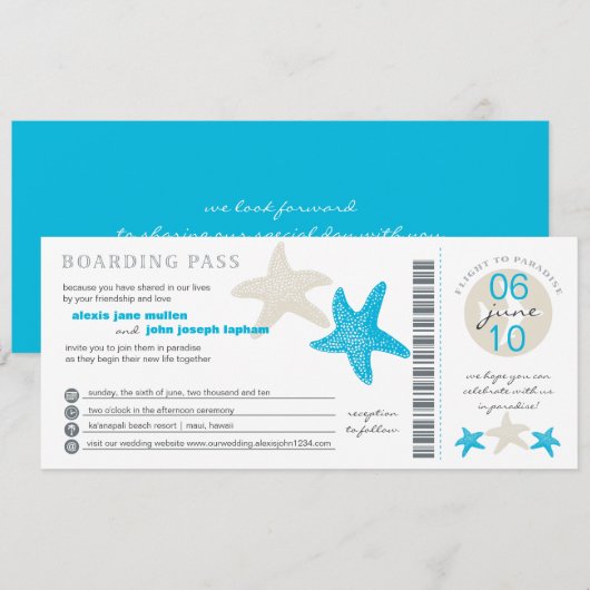ヒトデ搭乗券|結婚’s 招待状 (正面/裏面)