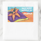 ヒトデ日光浴蔵書票シール 長方形シール (バッグ)