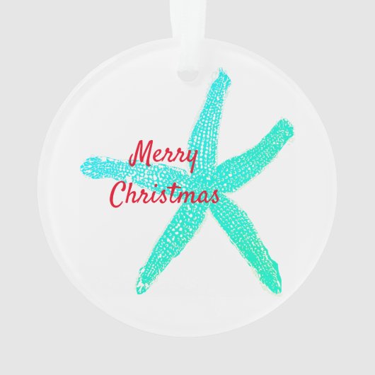 ヒトデ柄緑青赤メリークリスマス オーナメント (裏面)