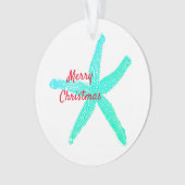 ヒトデ柄緑青赤メリークリスマス オーナメント (正面)