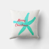 ヒトデ柄緑青赤メリークリスマス クッション (裏面)