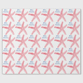 ヒトデ柄赤白青メリークリスマス ラッピングペーパー (フラット)