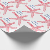 ヒトデ柄赤白青メリークリスマス ラッピングペーパー (角)