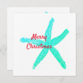 ヒトデ模様グリーンブルーレッドメリークリスマス (正面/裏面)