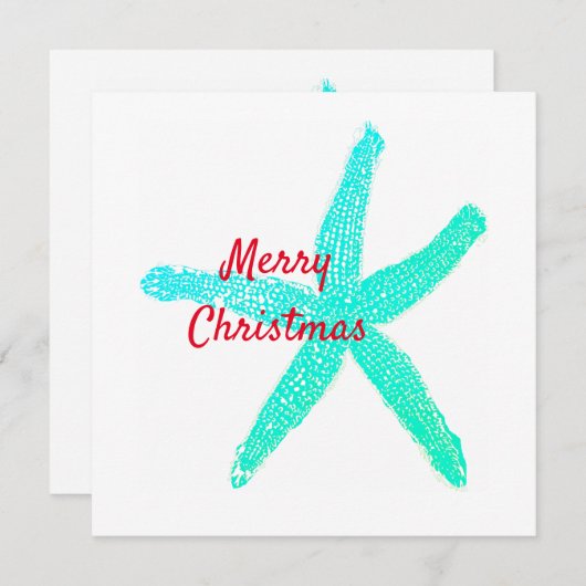 ヒトデ模様グリーンブルーレッドメリークリスマス (正面/裏面)