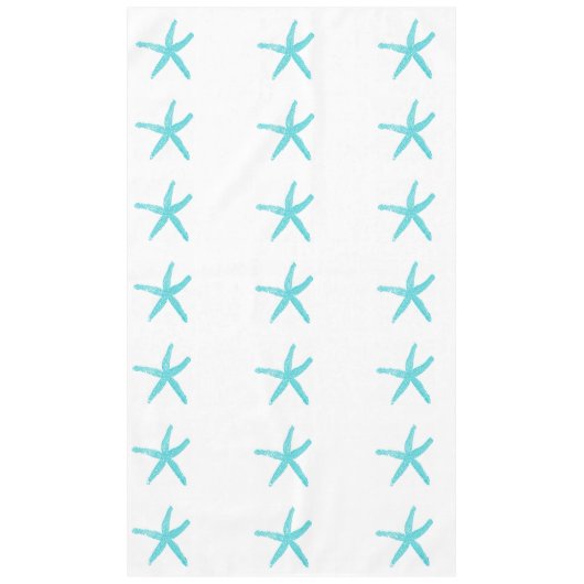 ヒトデ模様ティール（緑がかった色）青白エレガントパーティー テーブルクロス (正面)