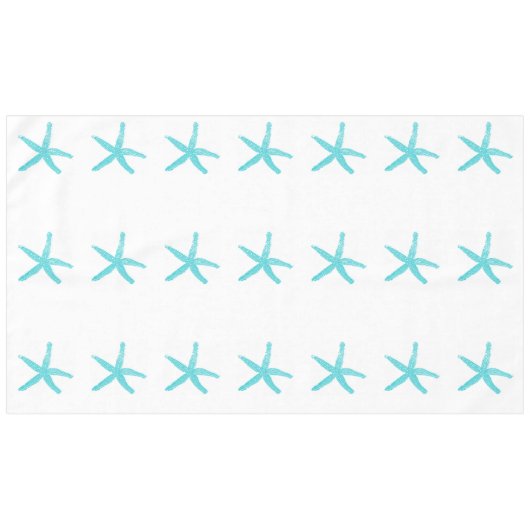 ヒトデ模様ティール（緑がかった色）青白エレガントパーティー テーブルクロス (正面(横))