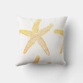ヒトデ模様ビーチテーマゴールデンイエローホワイト クッション (裏面)