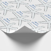 ヒトデ模様ブルーホワイトビーチメリークリスマス ラッピングペーパー (角)