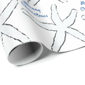 ヒトデ模様ブルーホワイトビーチメリークリスマス ラッピングペーパー (ロールコーナー)