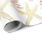 ヒトデ模様金ゴールド白金メリークリスマス ラッピングペーパー (ロールコーナー)