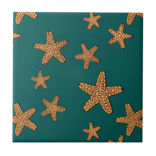 ヒトデ模様（オレンジ） タイル (正面)