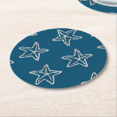 ヒトデ模様(海青) ラウンドペーパーコースター (アングル)