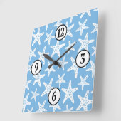 ヒトデ模様（青） スクエア壁時計 (傾斜)