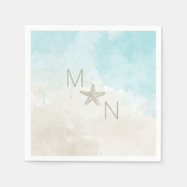 ヒトデ水彩画 スタンダードカクテルナプキン