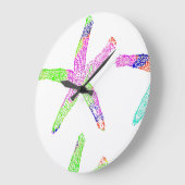 ヒトデ沿岸ビーチパ多彩ターン白 ラージ壁時計 (傾斜)