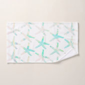 ヒトデ沿岸ビーチ多彩ティール（緑がかった色）カかわいらしウト バスタオルセット (ハンドタオル)