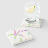 ヒトデ沿岸ビーチ多彩パターン2020 ストーンコースター (横)