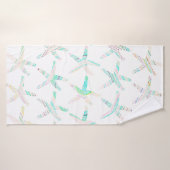 ヒトデ沿岸ビーチ数々のカラーティール(緑がかった色)ブルーホワイト バスタオル (バスタオル)