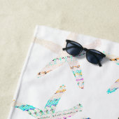 ヒトデ沿岸ビーチ数々のカラーティール（緑がかった色）ブルーホワイト ビーチタオル (インサイチュ)